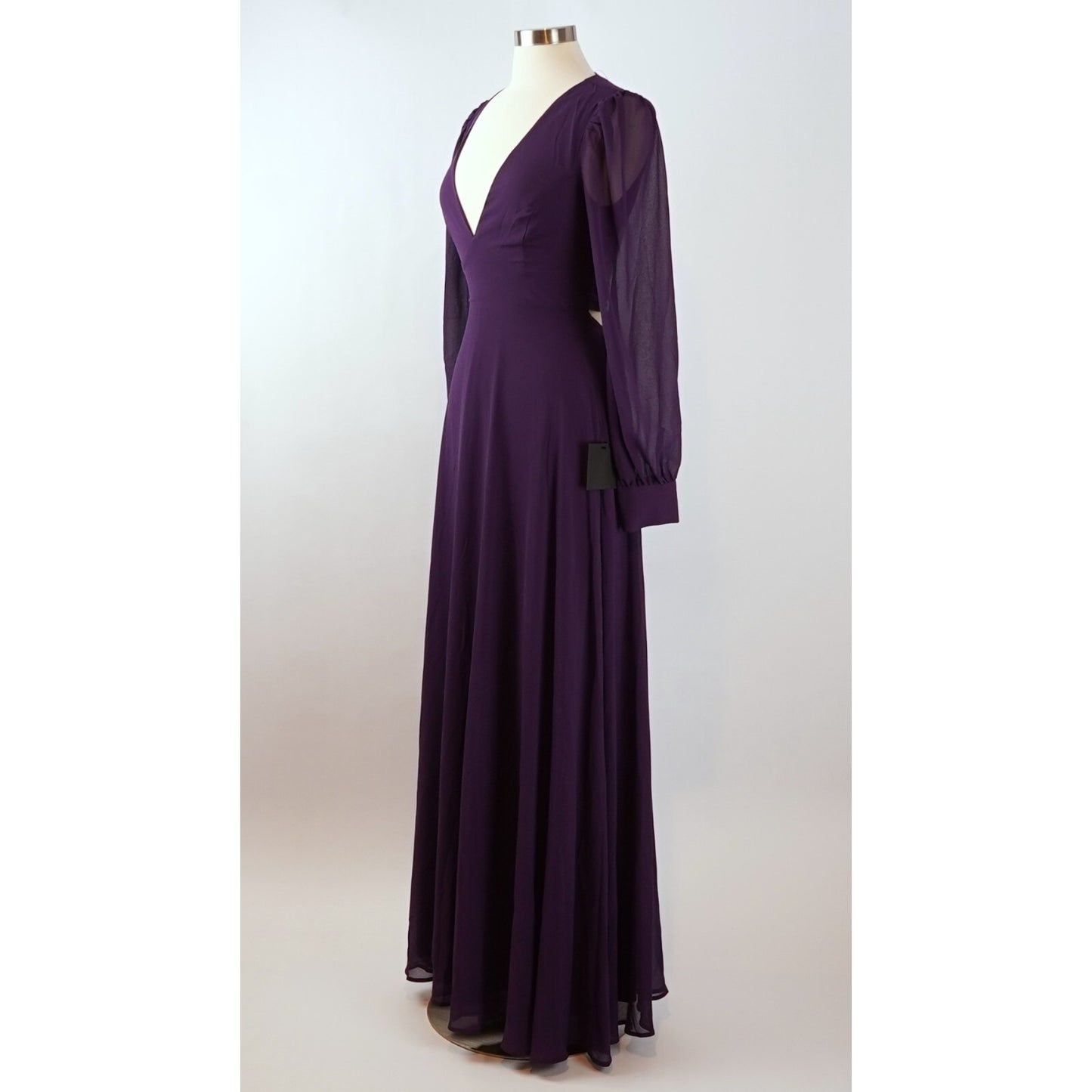 Lulu's Talk About Divine Purple Long Sleeve Backless Maxi Dress - M