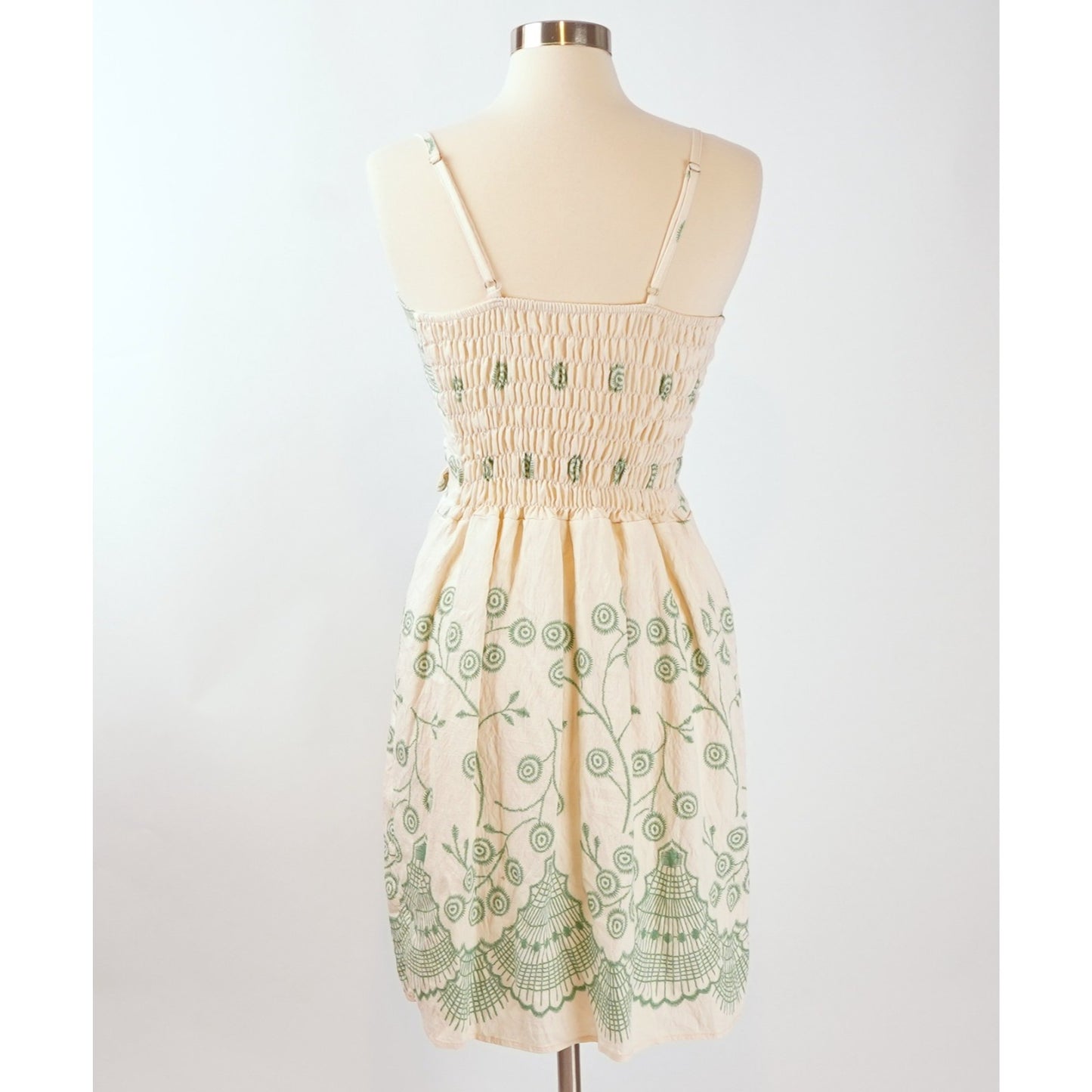 Tropical Floral Shell Sundress Seafoam Green Ivory - M
