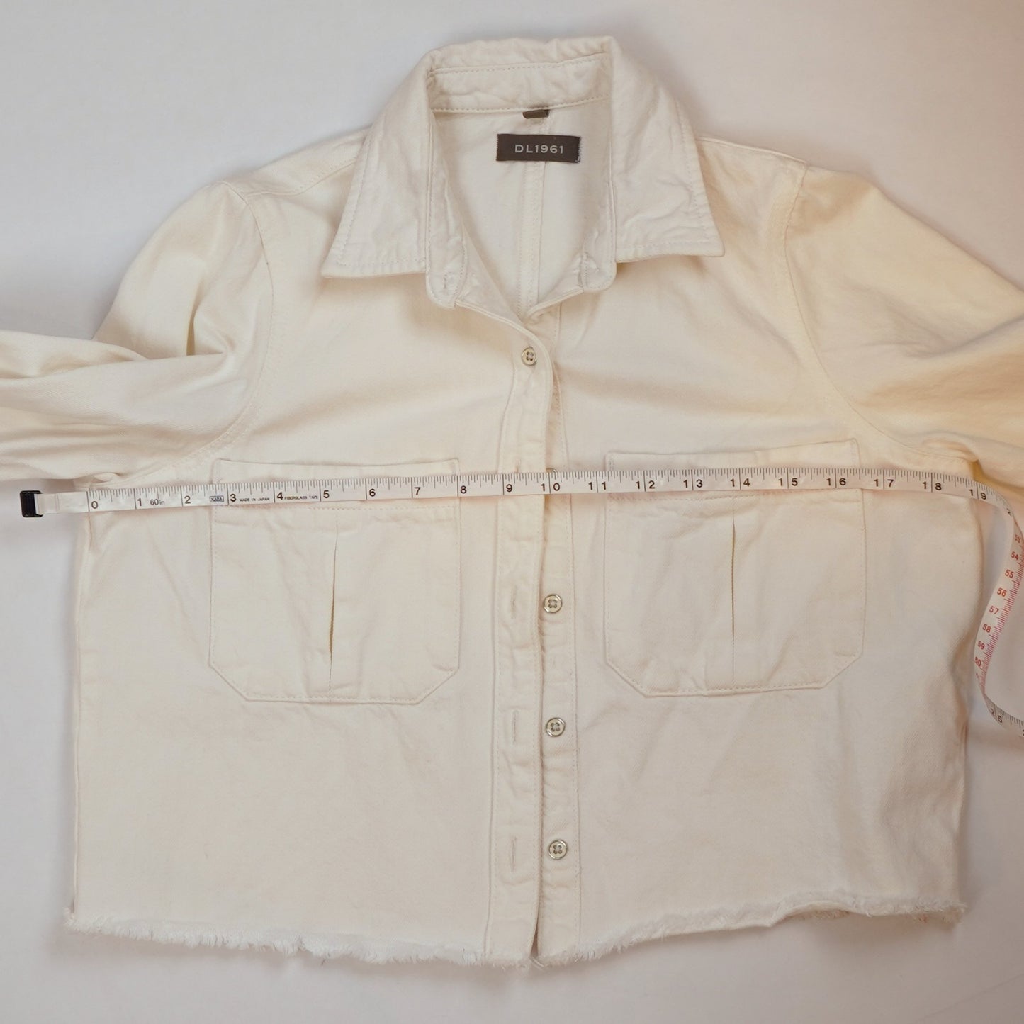 DL1961 Simone Cropped Denim Jean Shirt Jacket White - XS