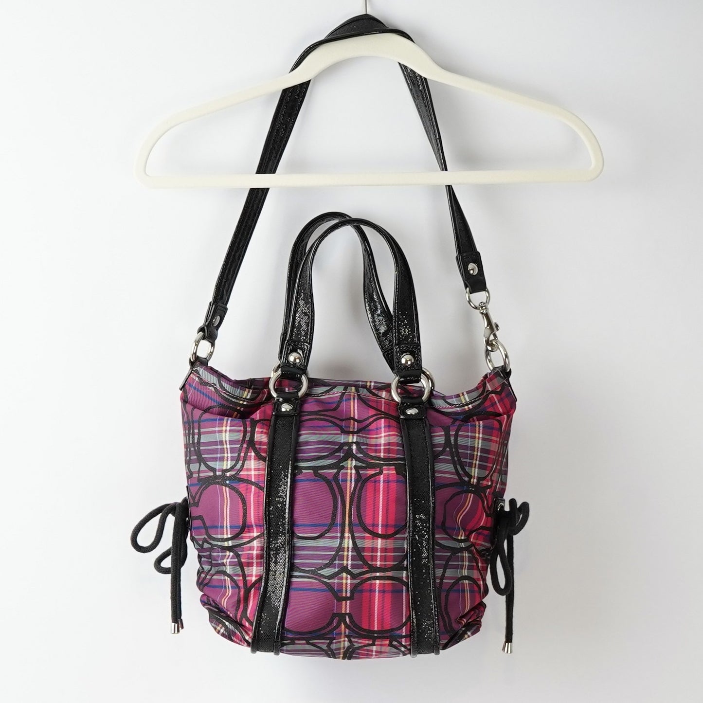 Coach Signature Poppy Tartan Plaid Glitter Spotlight Shoulder/Handbag 14371