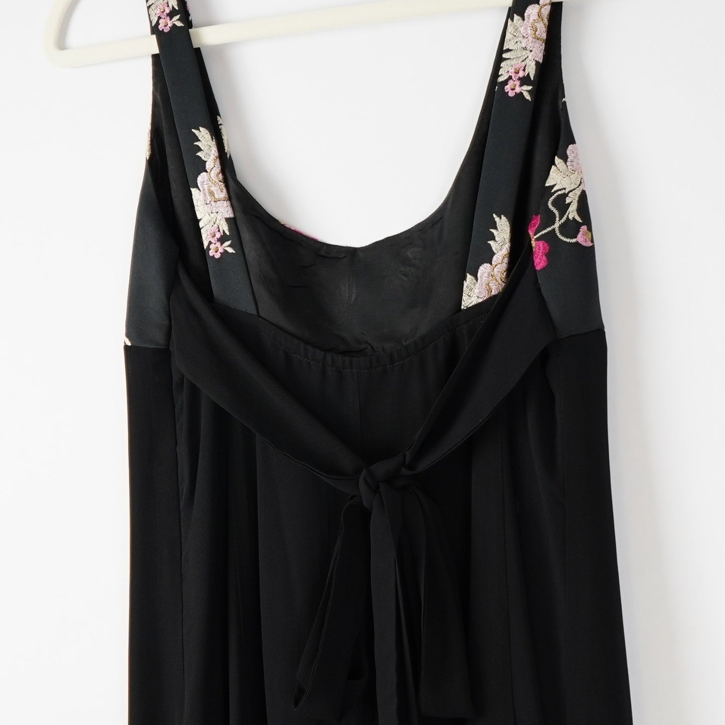 Cache Black Formal Maxi Dress Pink Floral Embroidered - Vintage 8