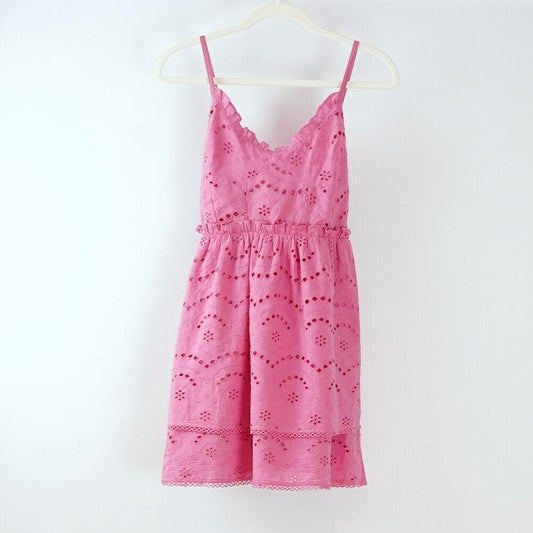 Winston White Francesca Eyelet Tie Back Baydoll Mini Dress Pink - XS