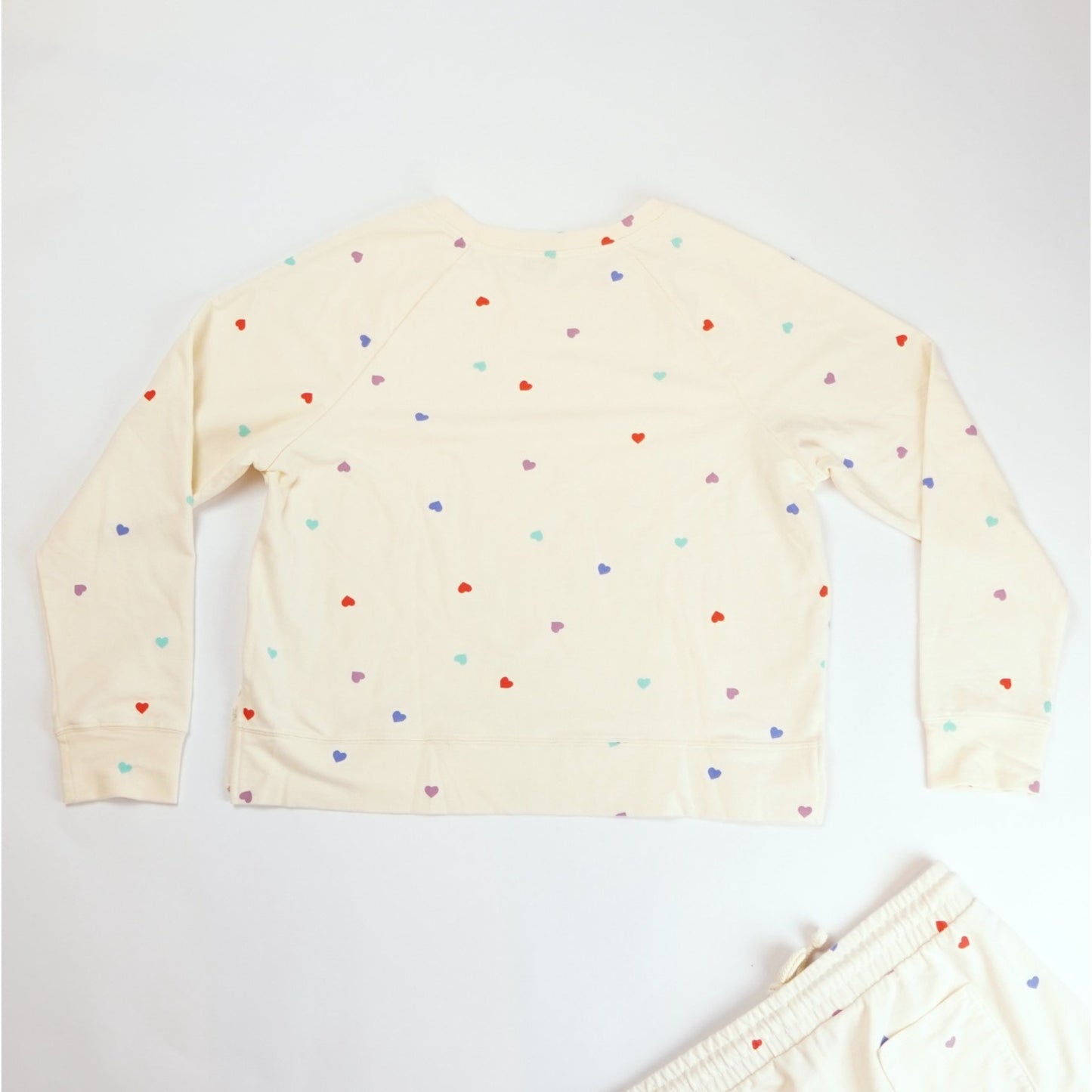 Wildfox Lounge Set Oatmeal Hearts Sweatshirt and Shorts - Size Medium