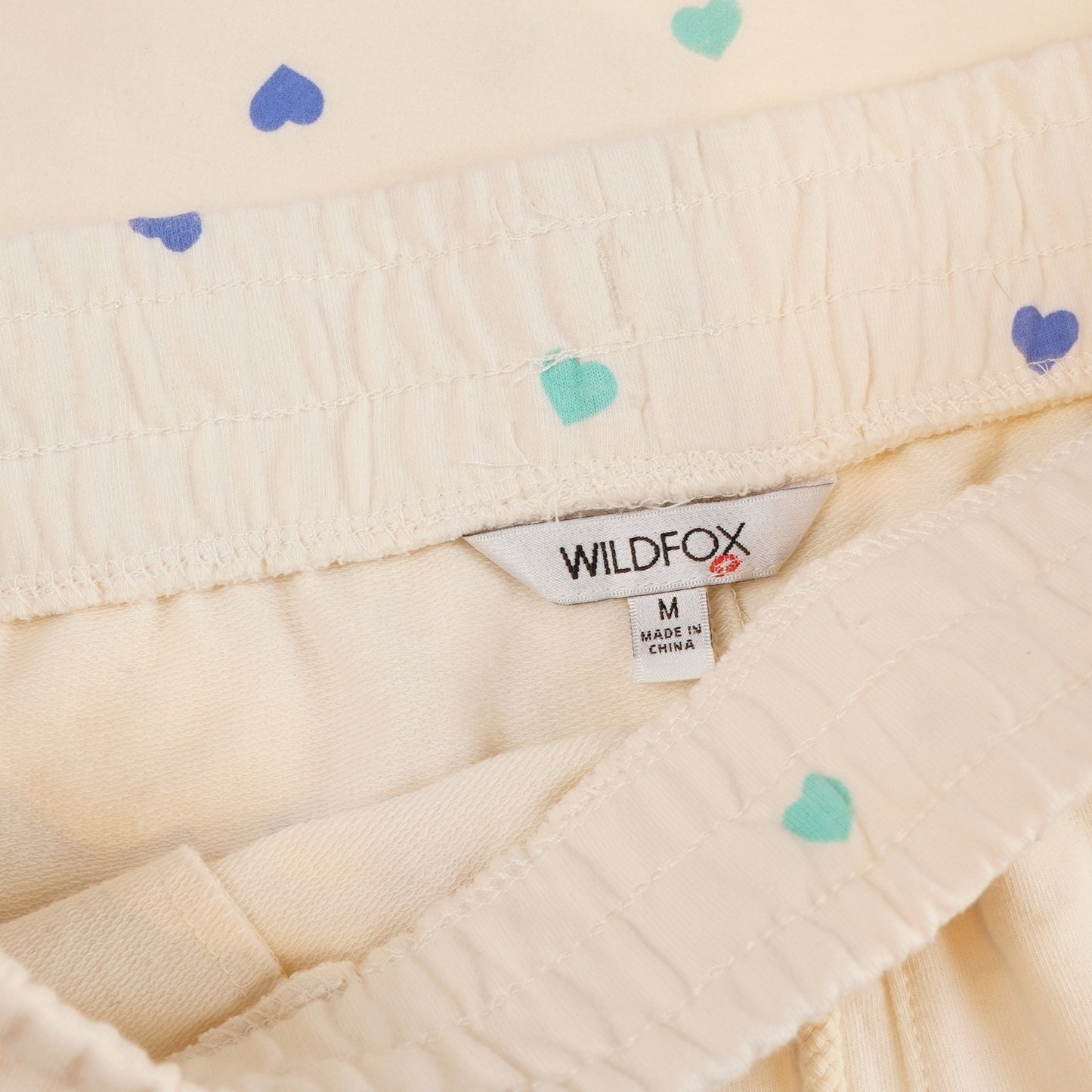 Wildfox Lounge Set Oatmeal Hearts Sweatshirt and Shorts - Size Medium