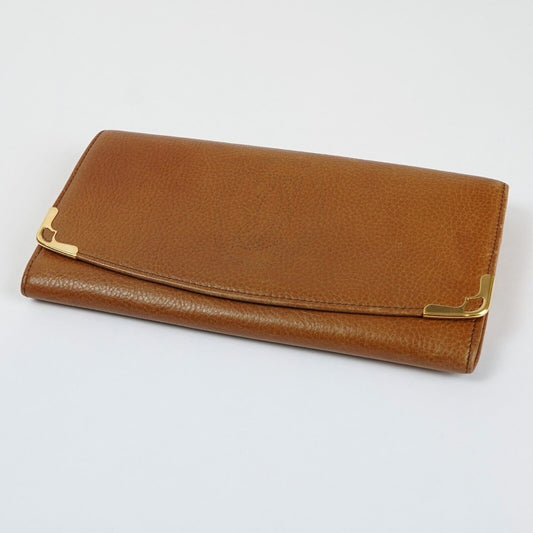 Cartier Marcello Long Continental Flap Wallet in Brown Calf Leather Gold Trim