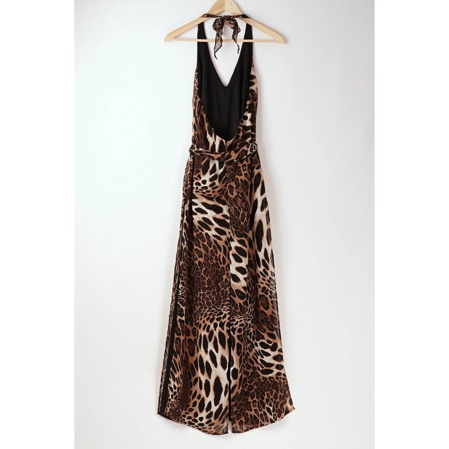 Cache Halter Wide Leg Jumpsuit Leopard Animal Print - Vintage 6