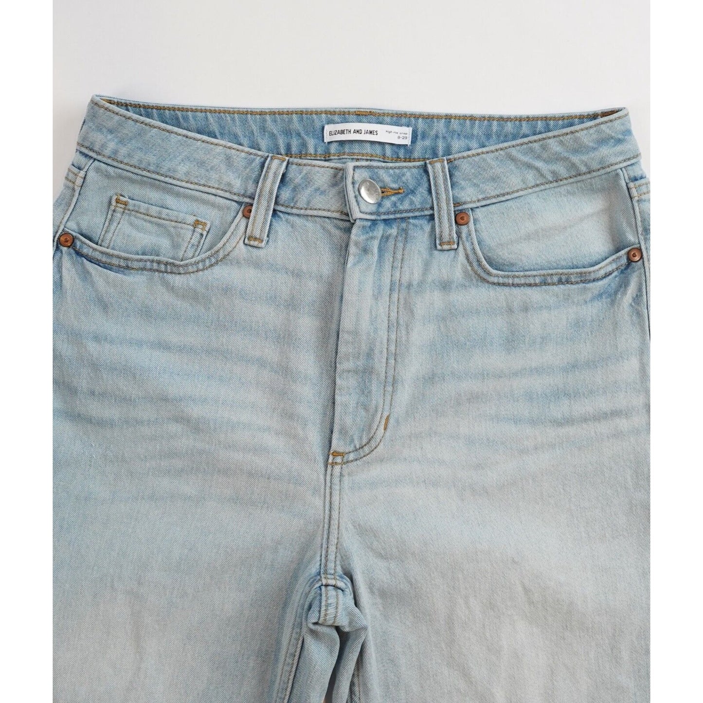 Elizabeth and James Distressed Wide Leg Crop Jeans - 29