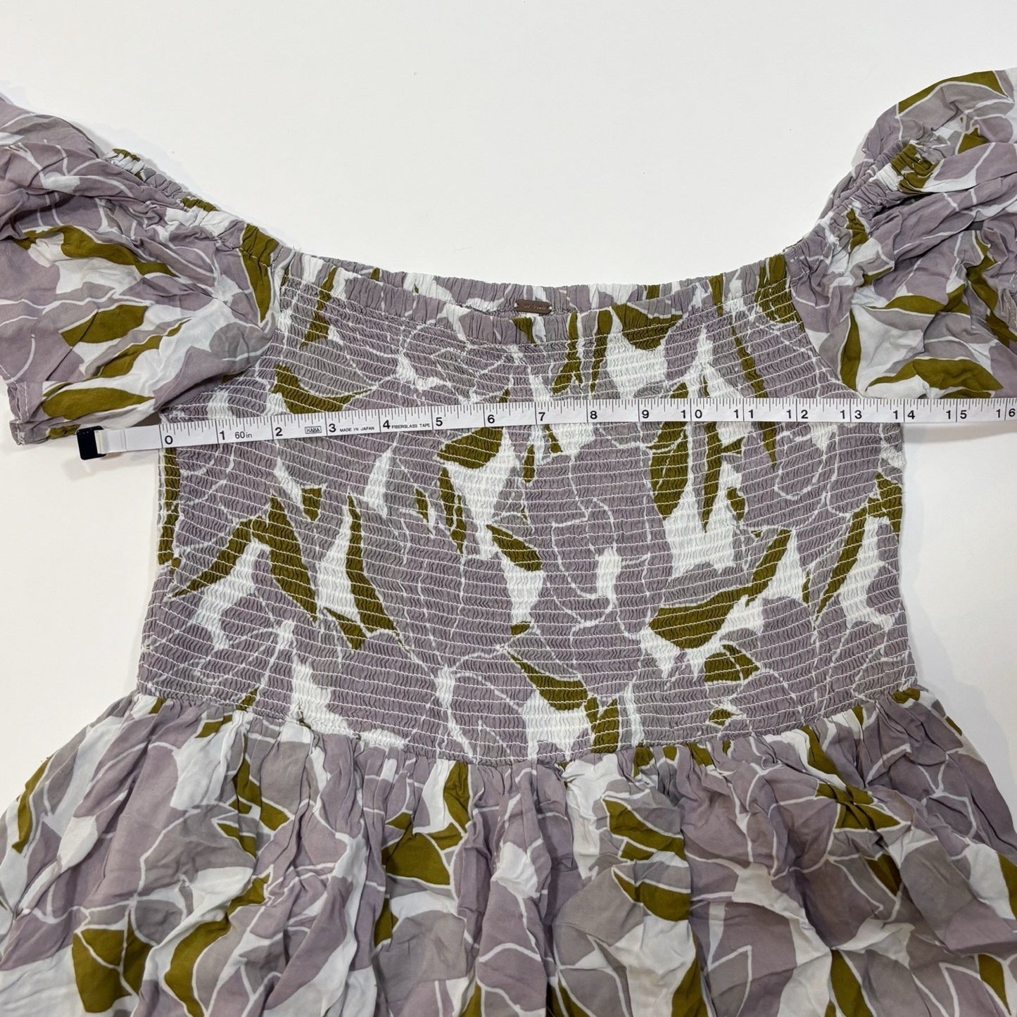 Free people Louise Smocked Off Shoulder Mini Dress Purple Floral - M
