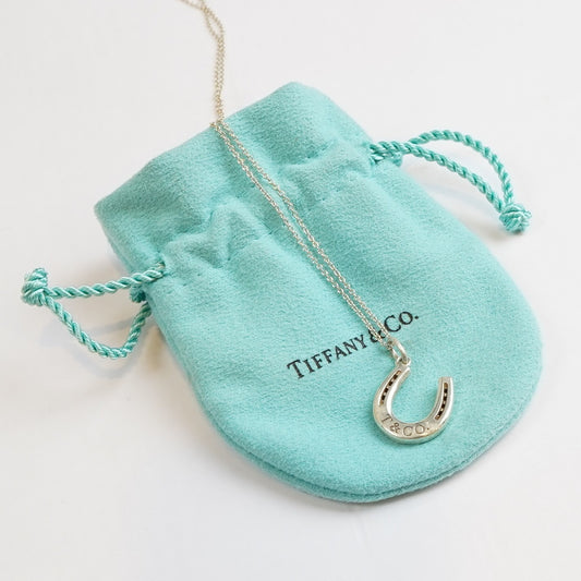 Tiffany & Co Lucky Horseshoe Pendant & Necklace 925 Silver Rare