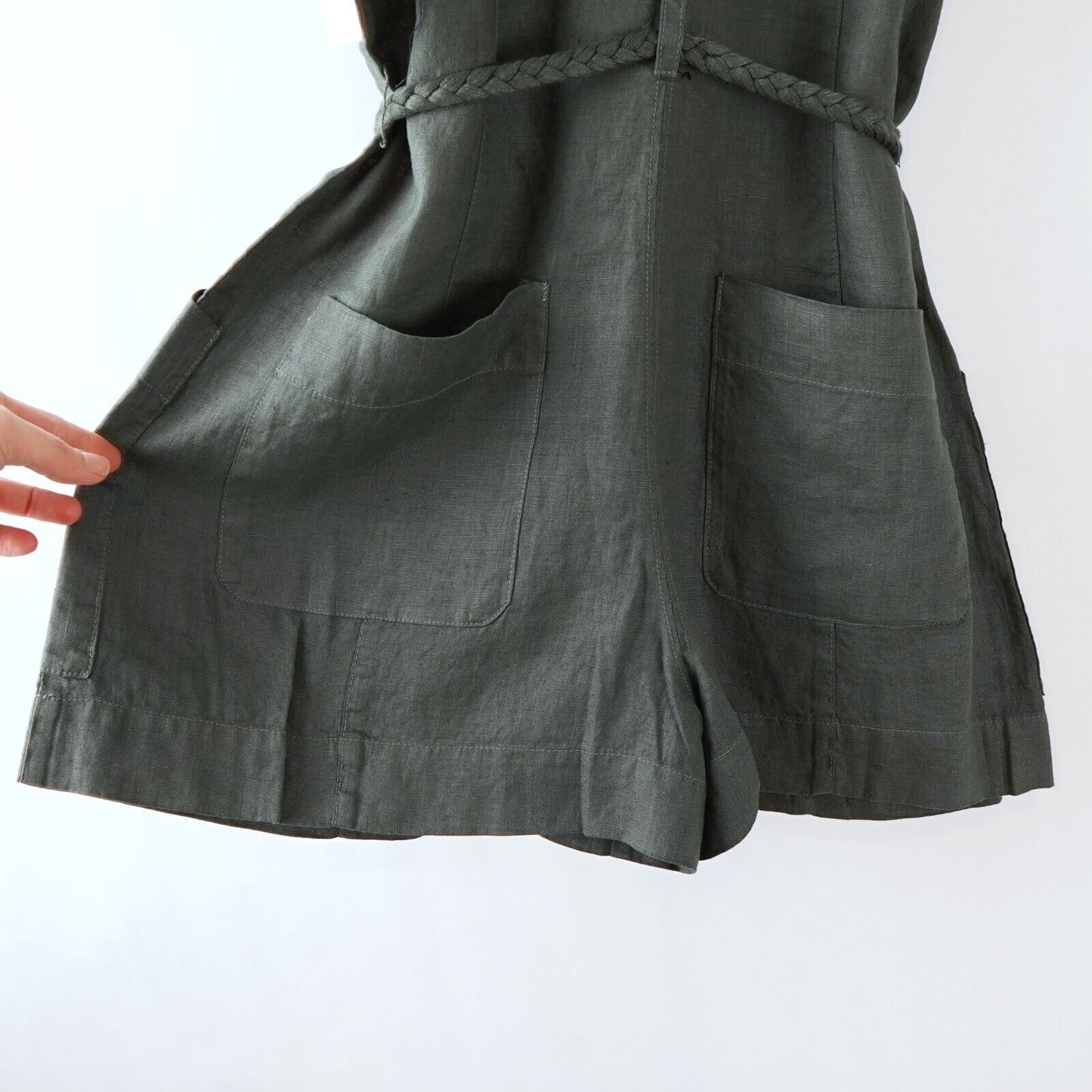 Joie Priya Linen Romper Jungle Green - S