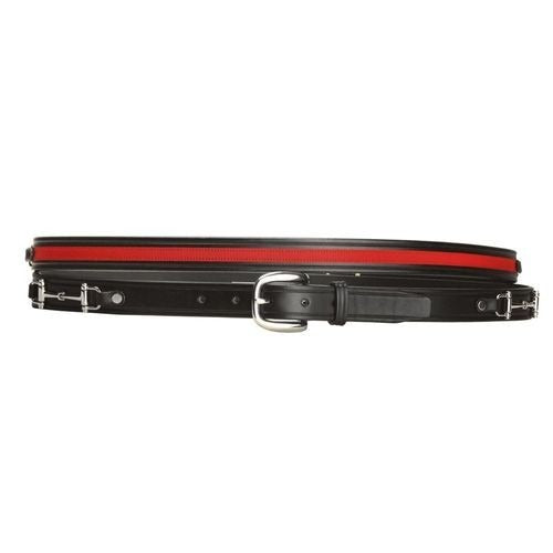 Tory Leather Horsebit Ribbon & Snaffle Bits Belt Black/Red/Nickel - Small