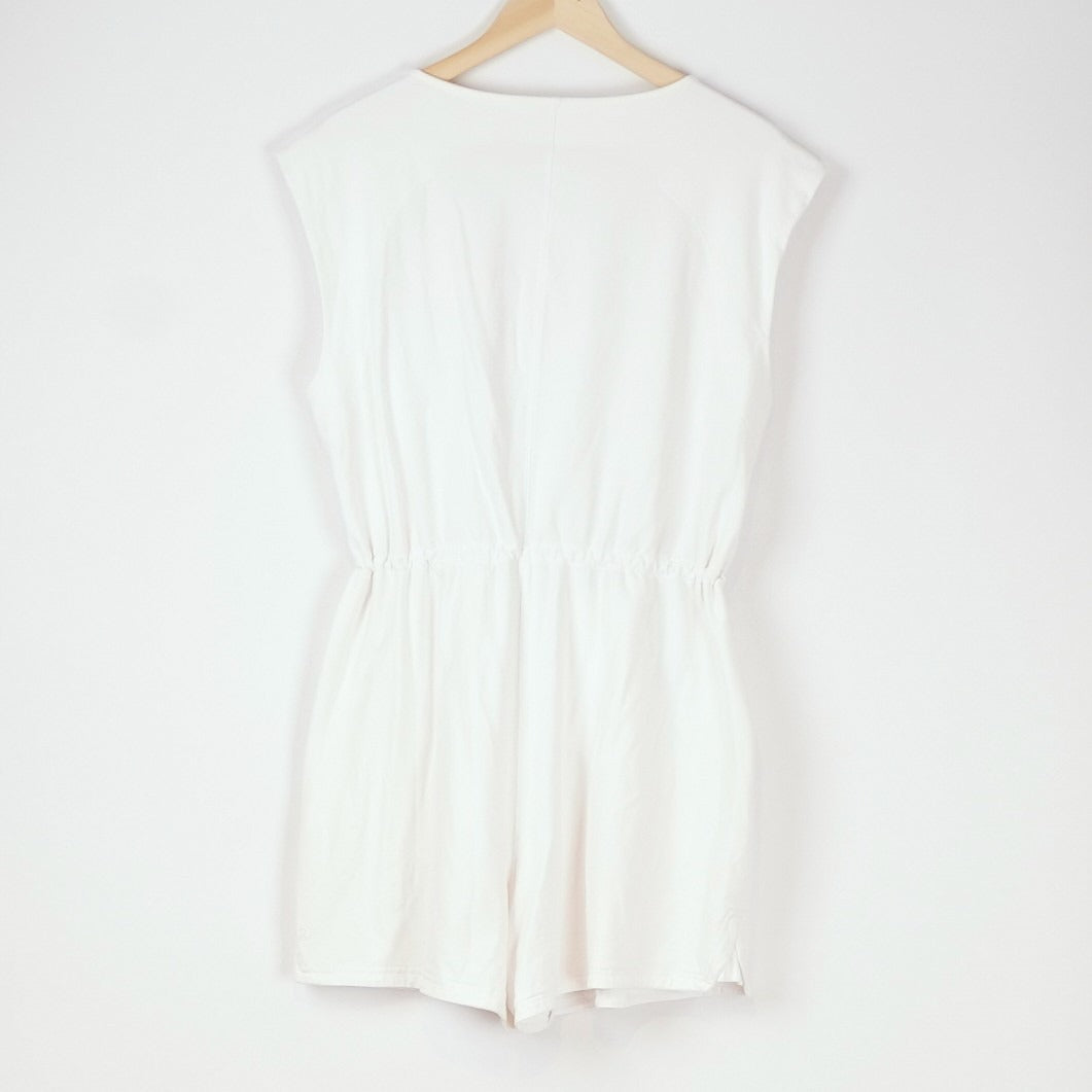 Lululemon French Terry V Neck Romper White Adjustable Waistband - 10
