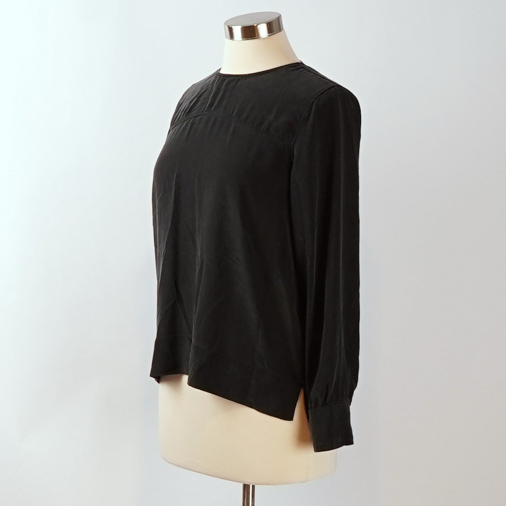 Everlane Silk Blouse Black Long Sleeve Cuffed - Size 4