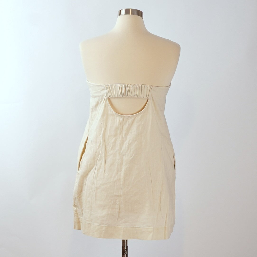 Free People Cotton-Linen Strapless Mini Dress - M