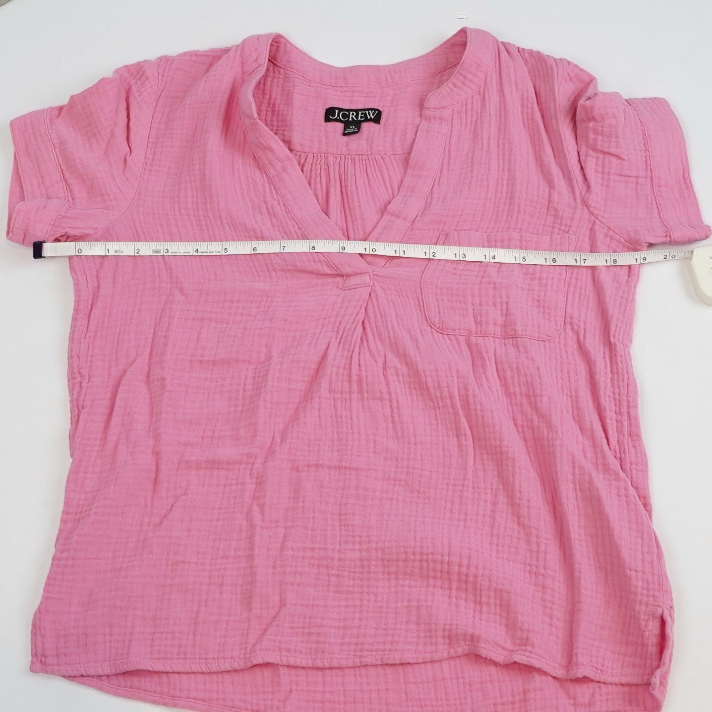 J Crew V-neck Double Gauze Popover Short Sleeve Blouse Bubblegum Pink - XS