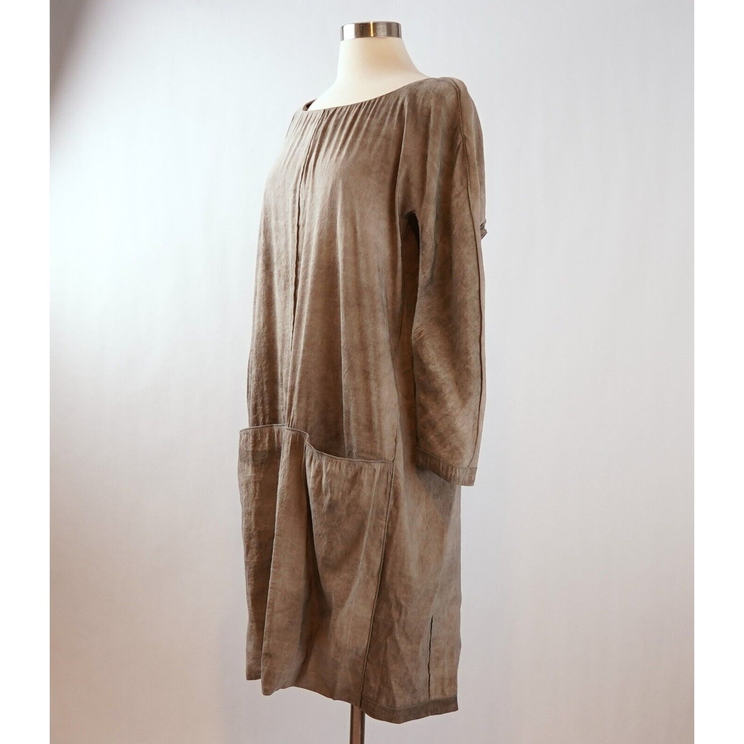 Annette Gortz Boxy Long Sleeve Shift Dress with Pockets Linen Blend - 44/L