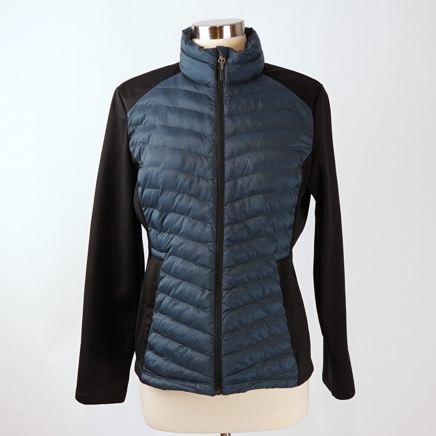 32 Degrees Mixed Media Lightweight Puffer Jacket Teal Black - M