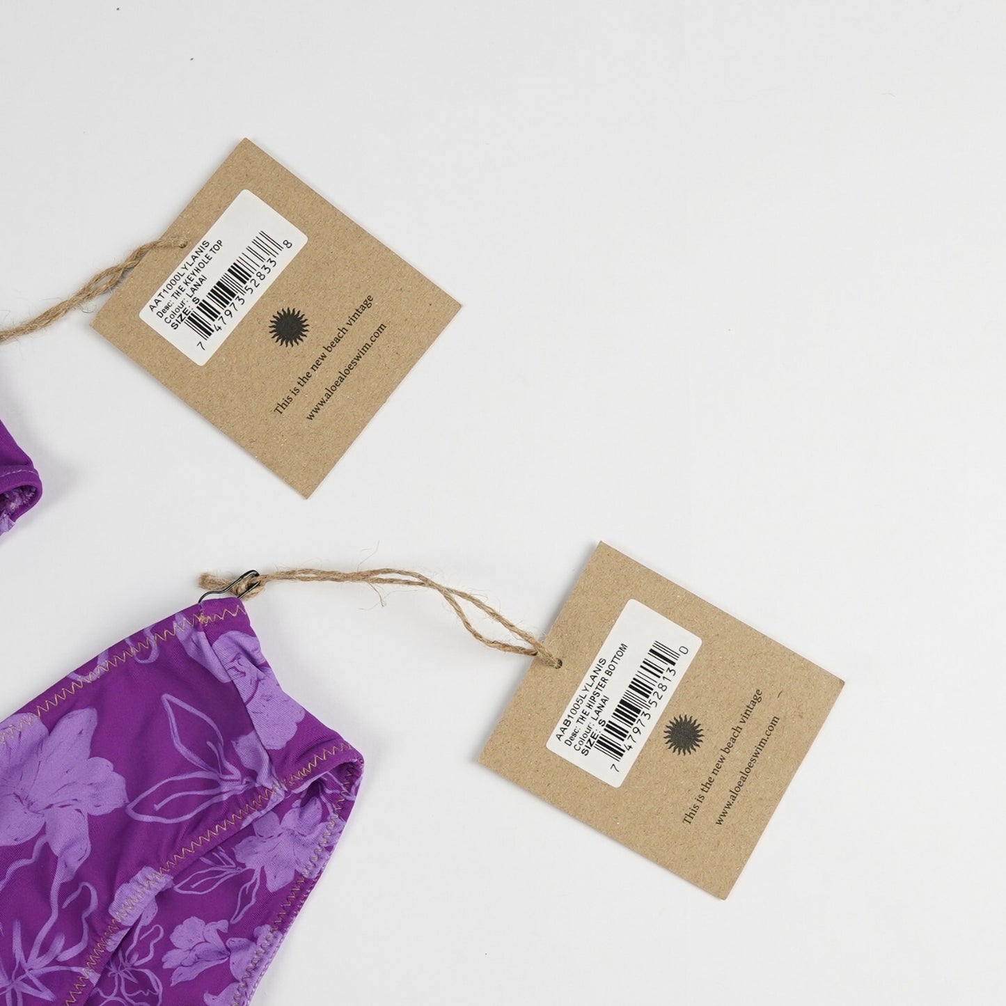 Aloe Aloe Bikini Set, Keyhole Top, Hipster Bottom - Lanai Print - S