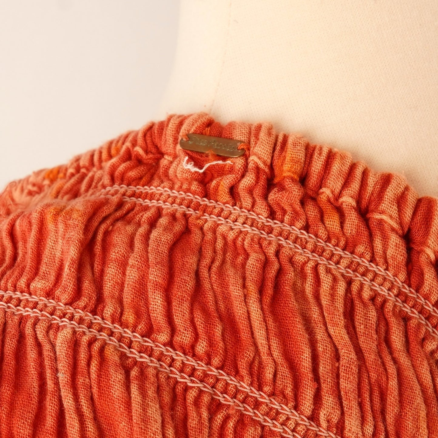 Free People Azure Maxi Dress Orange Gauze Shirred - M