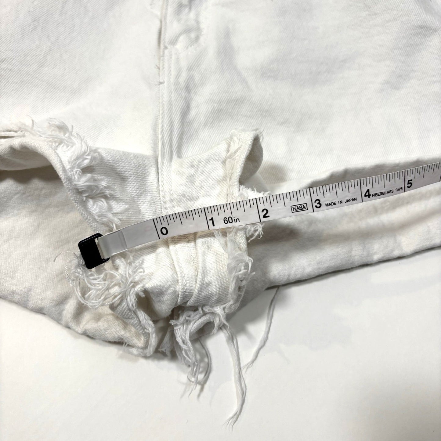 Rollas Cutoff Denim Jean Shorts High Rise Slim Dusters White Distressed - 30