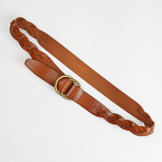 Theory Brown Braided Leather Belt Adjustable Oring - M/L