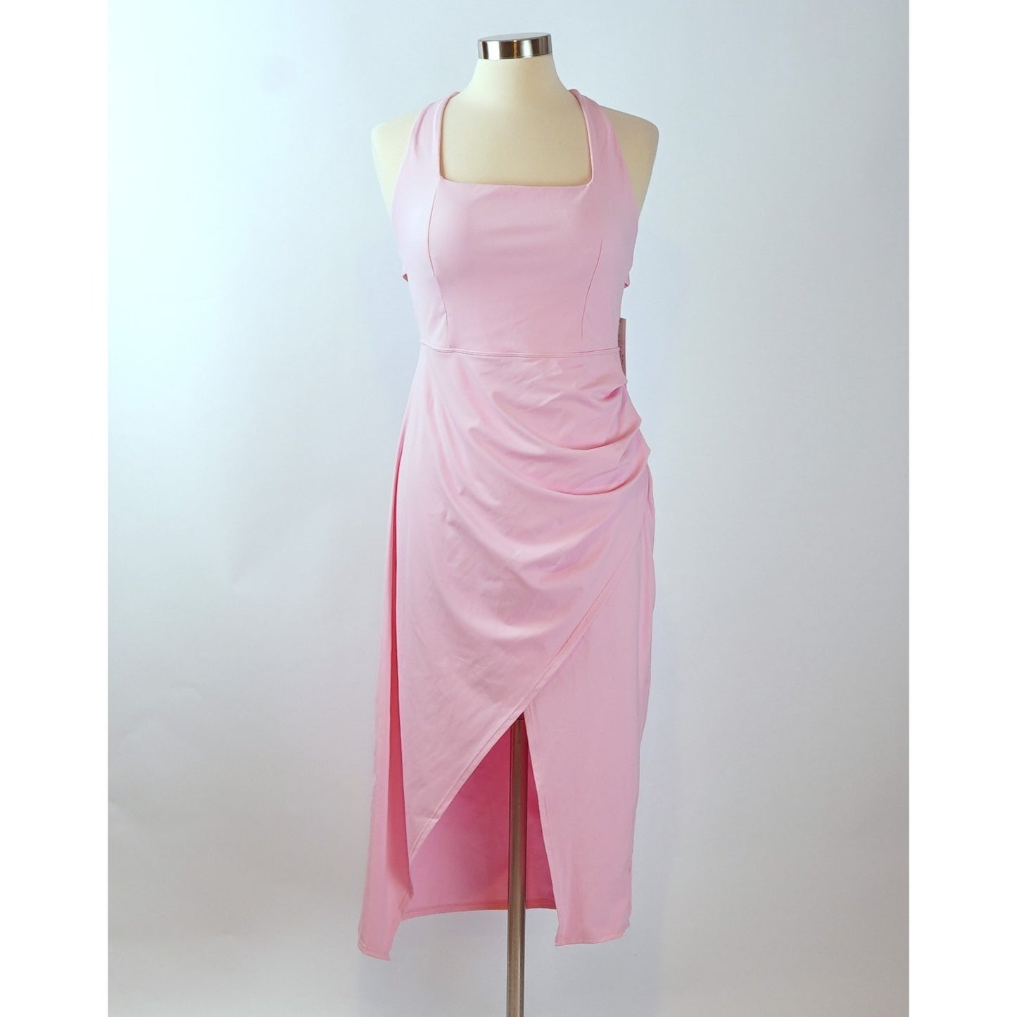 Halara Softlyzero Ruched Split Asymmetric Backless Crisscross Midi Dress - XL