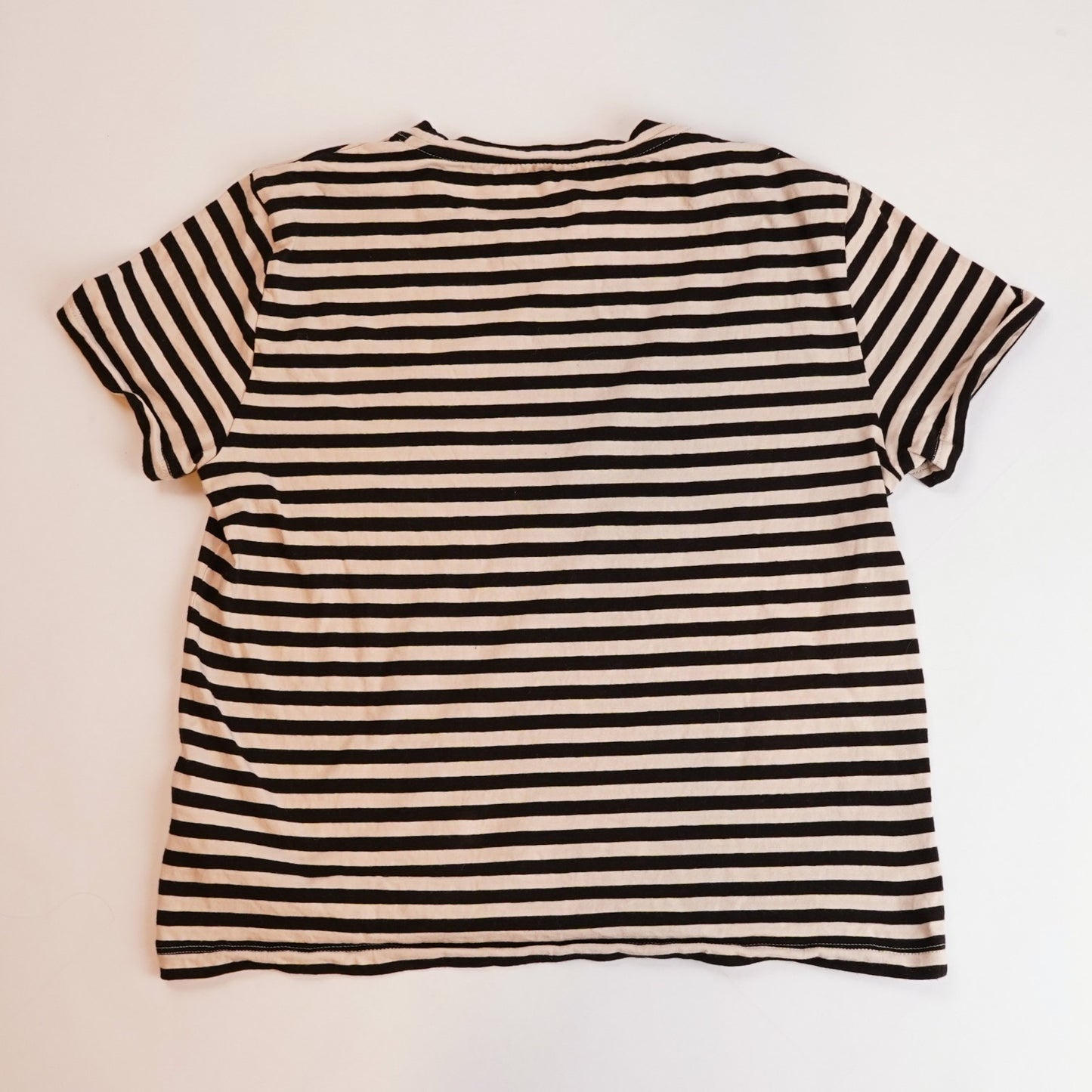 Everlane Short Sleeve Crew Neck Tee Striped Black Bone Organic Cotton - XS