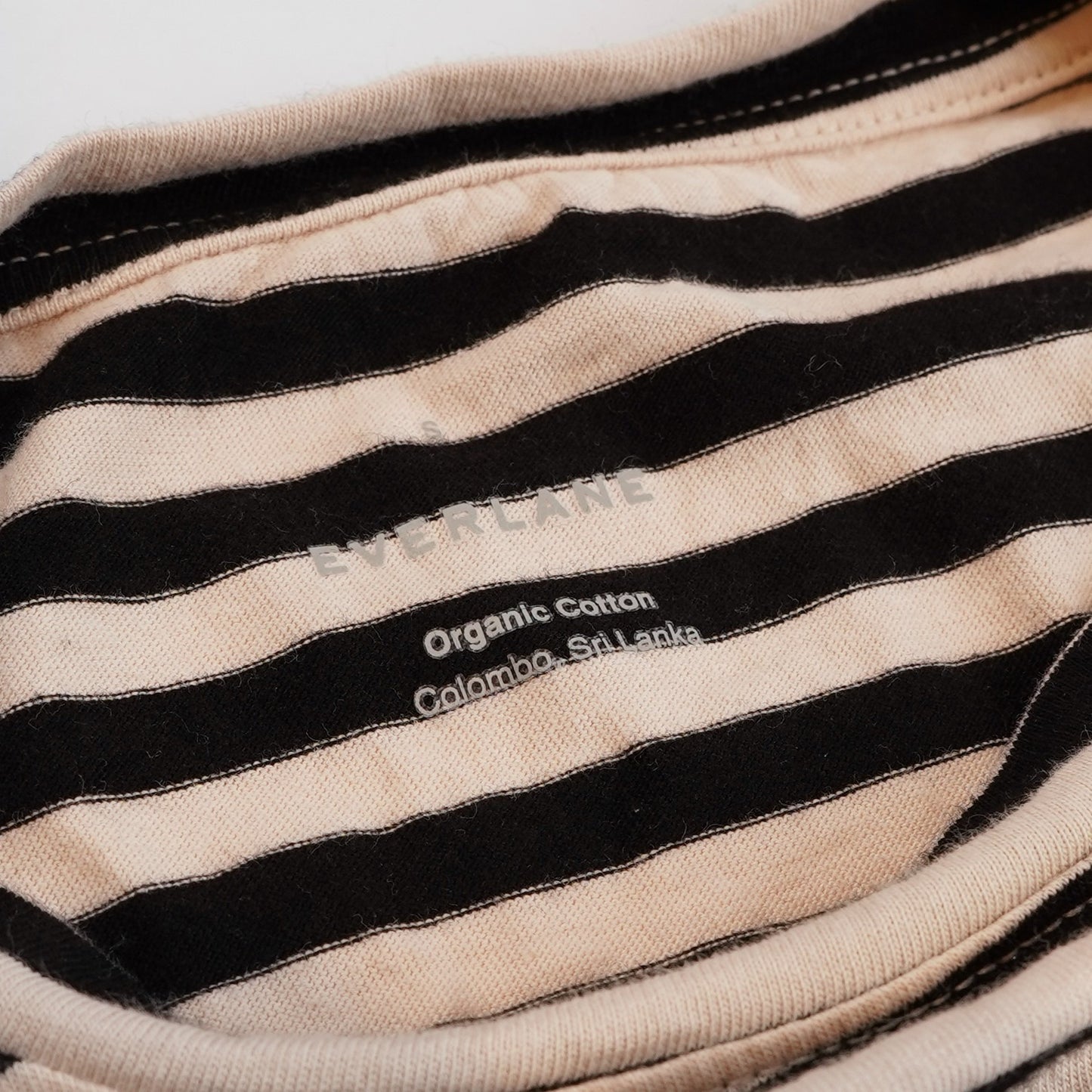 Everlane Short Sleeve Crew Neck Tee Striped Black Bone Organic Cotton - XS