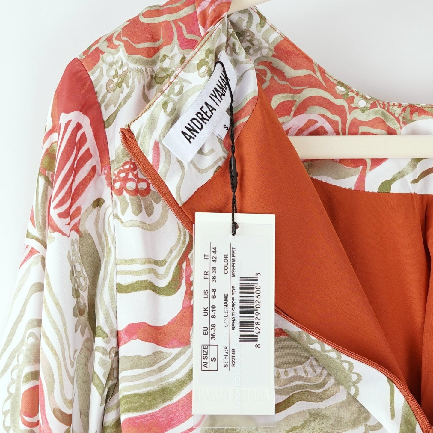 Andrea Iyamah Behati Crop Top Abstract Mushroom - S