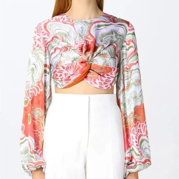 Andrea Iyamah Behati Crop Top Abstract Mushroom - S