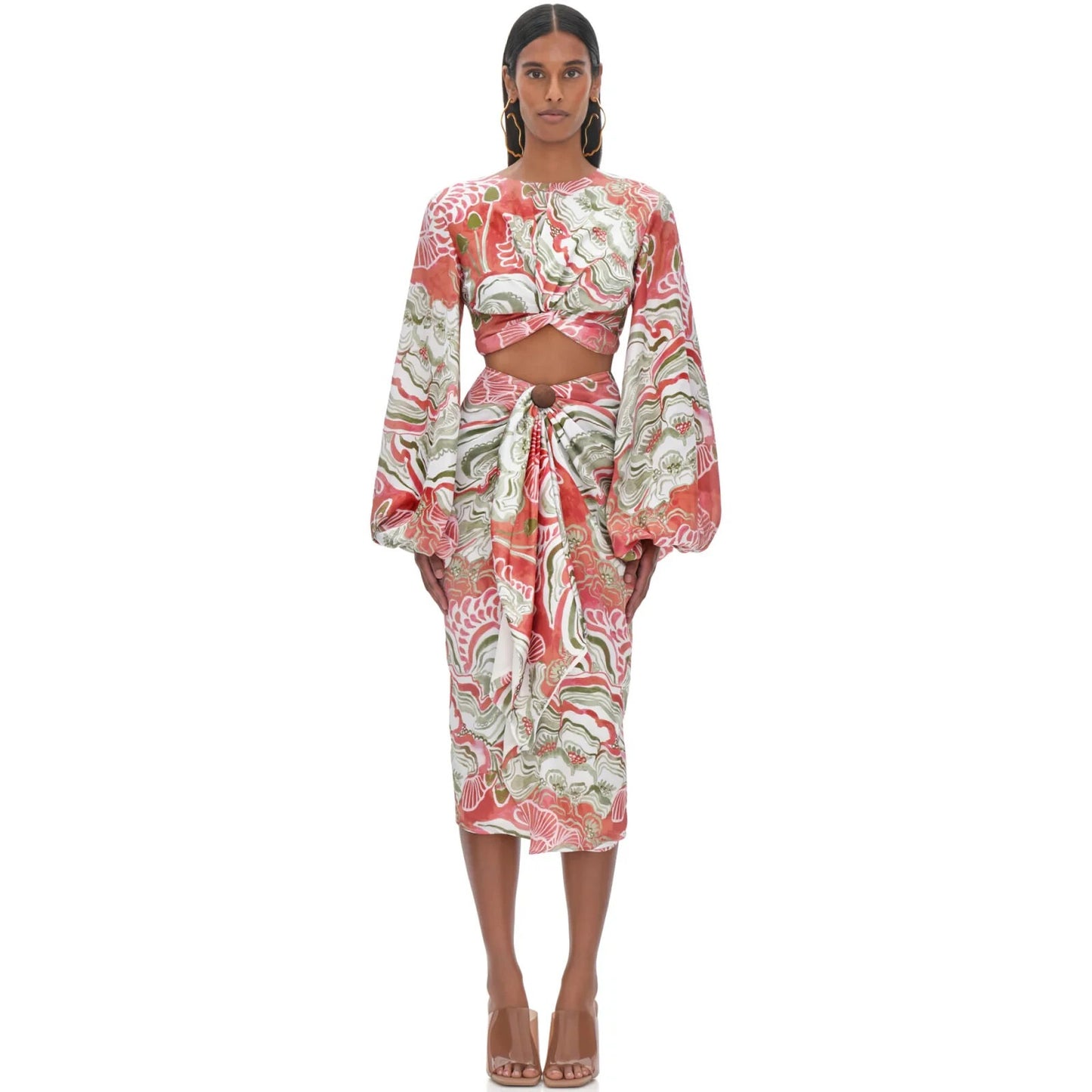 Andrea Iyamah Behati Crop Top Abstract Mushroom - S