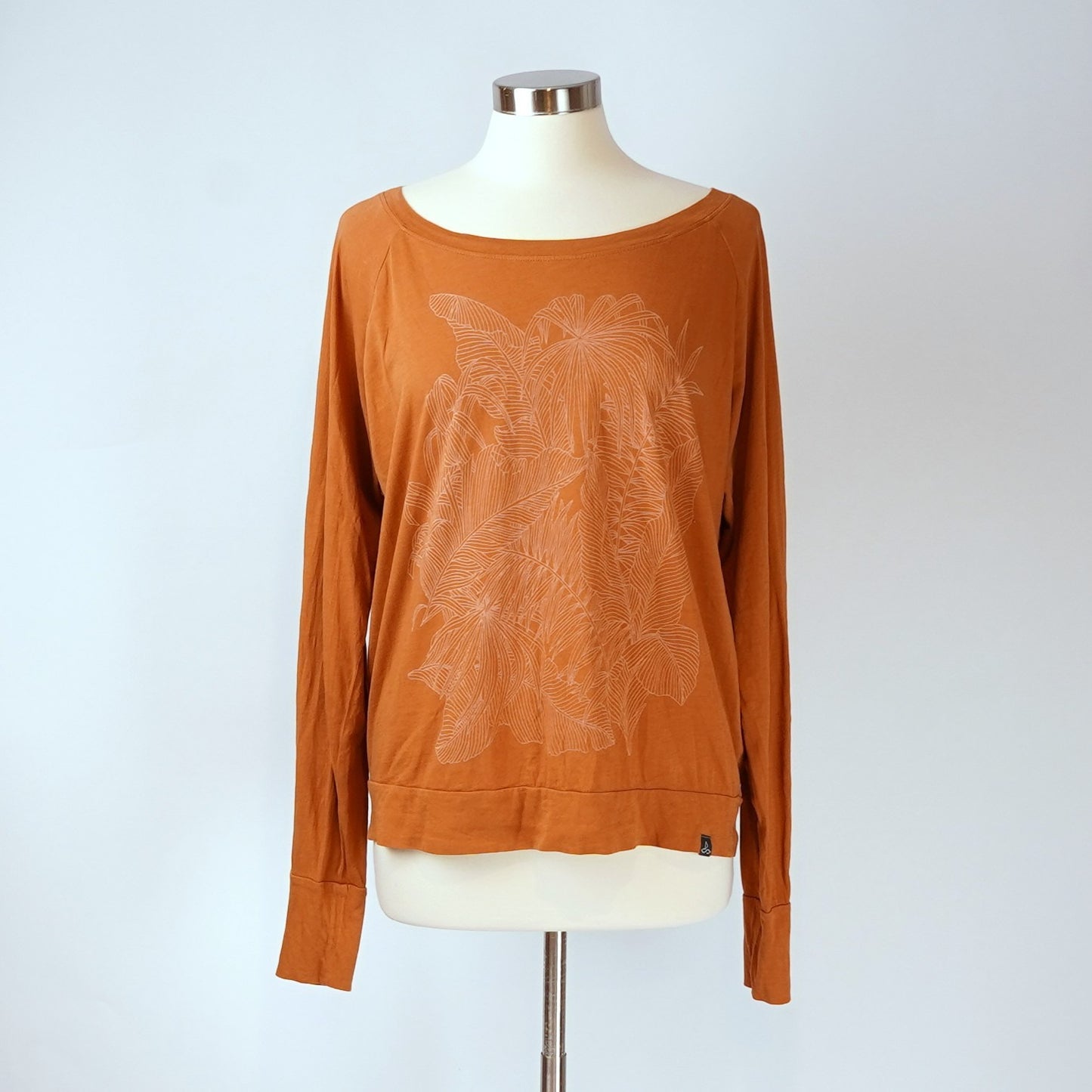 Prana Long Sleeve Graphic Tee Burnt Orange Organic Cotton - L