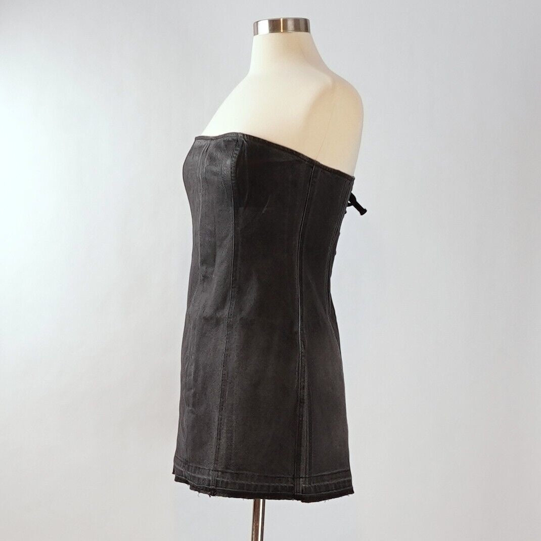 EB Denim Strapless Bustier Mini Dress Black Gray - L