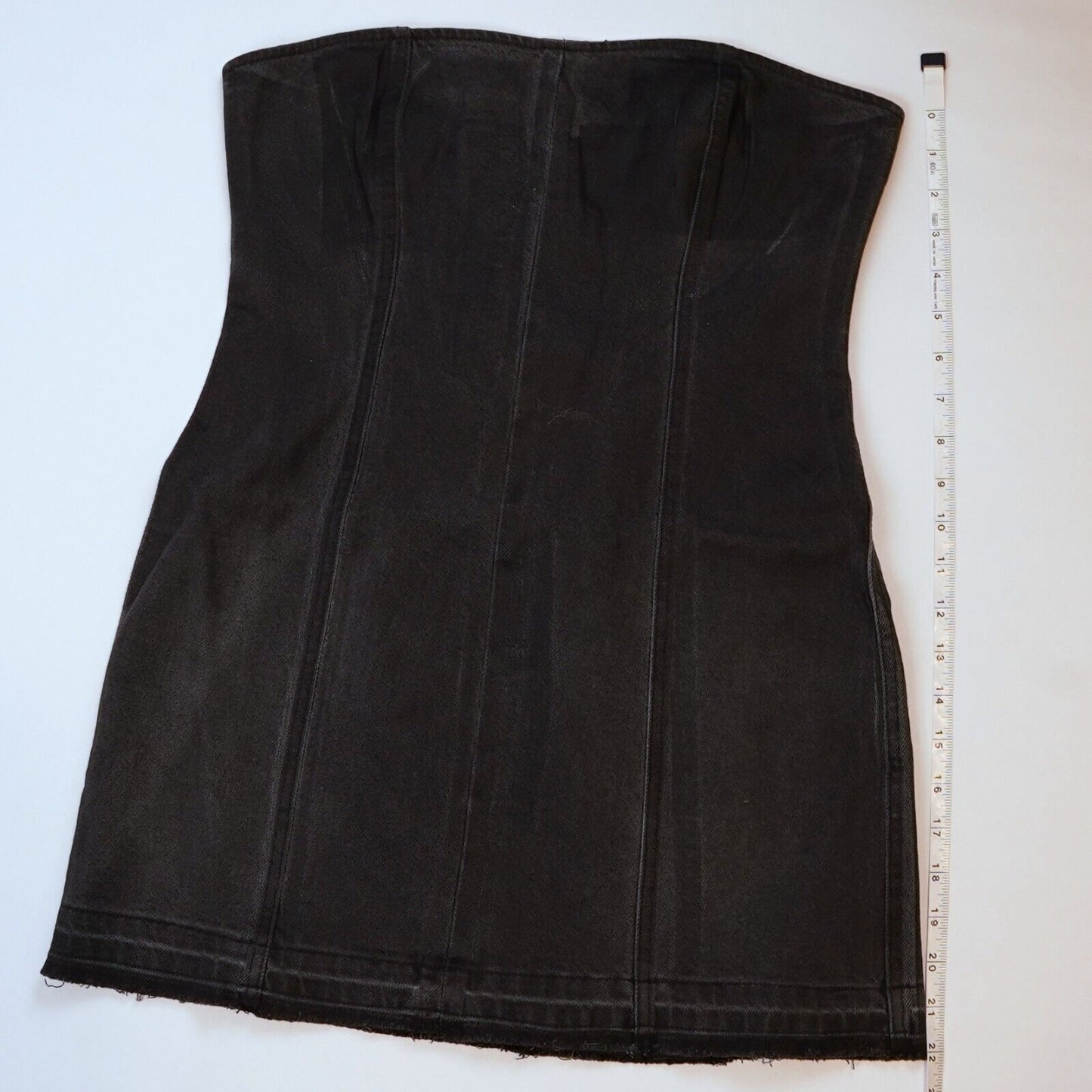EB Denim Strapless Bustier Mini Dress Black Gray - L