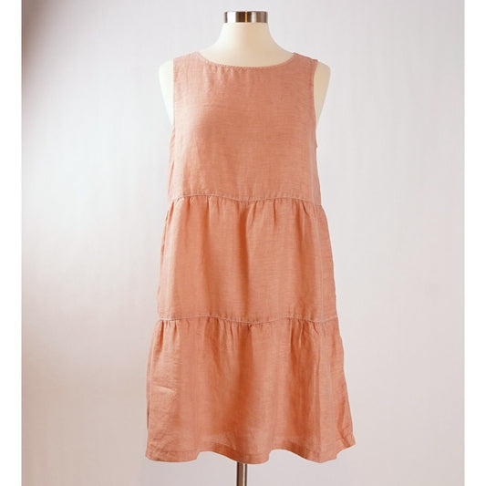 C&C California Flowy Linen Tiered Sleeveless Dress - M