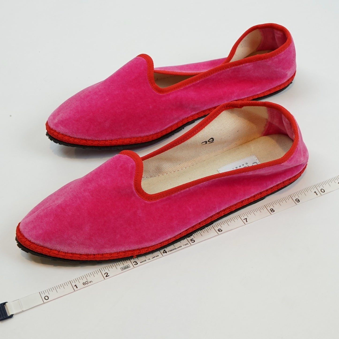 LAGRUA Capri Friulana Frulane Flats Pink Velvet Made in Italy - Size 39 / US 8.5