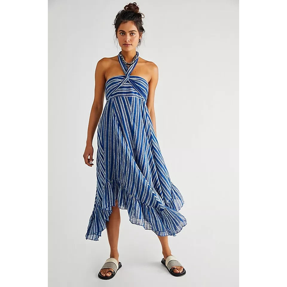 Free People Giselle Ivory Striped Convertible Skirt Dress - XS