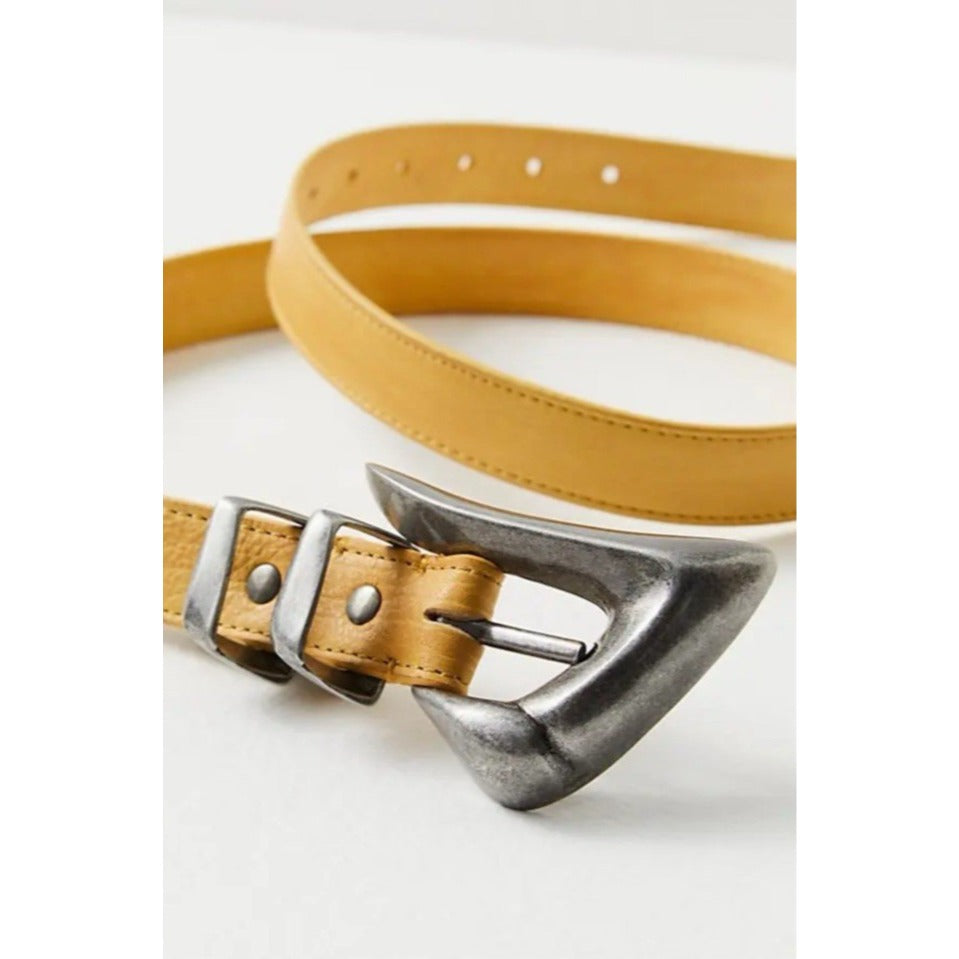 Free People Billie Leather Belt Honey Yellow - S/M