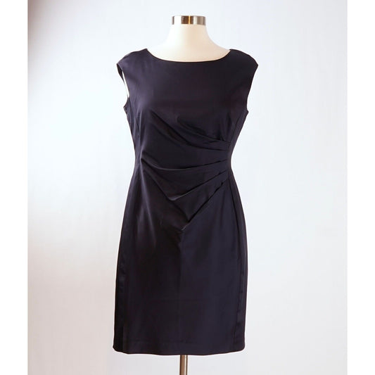 Ralph Lauren Navy Ruched Satin Sheath Dress - 12P