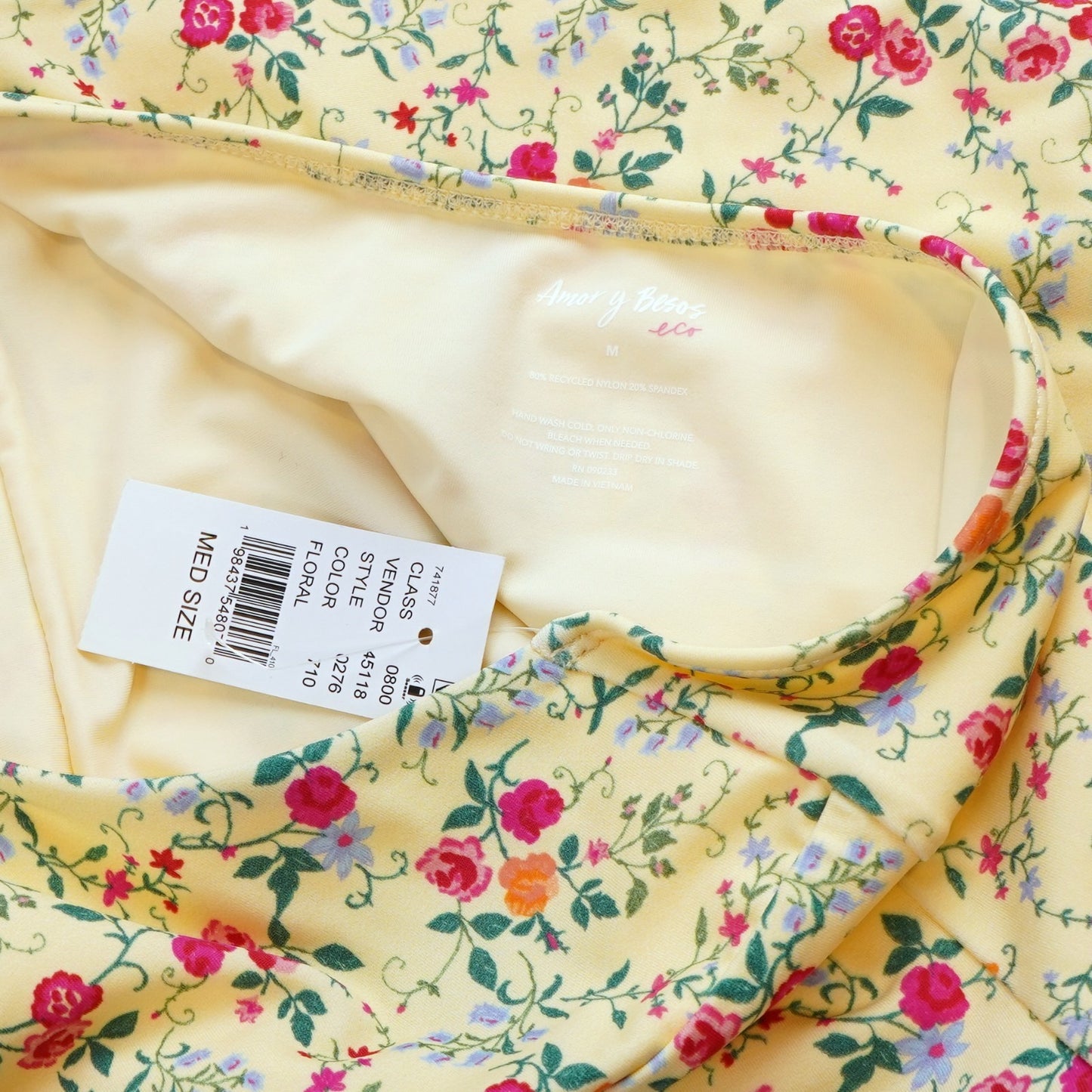 Amor y Besos Penelope Yellow Floral Halter One Piece Cheeky Swimsuit Pacsun - M