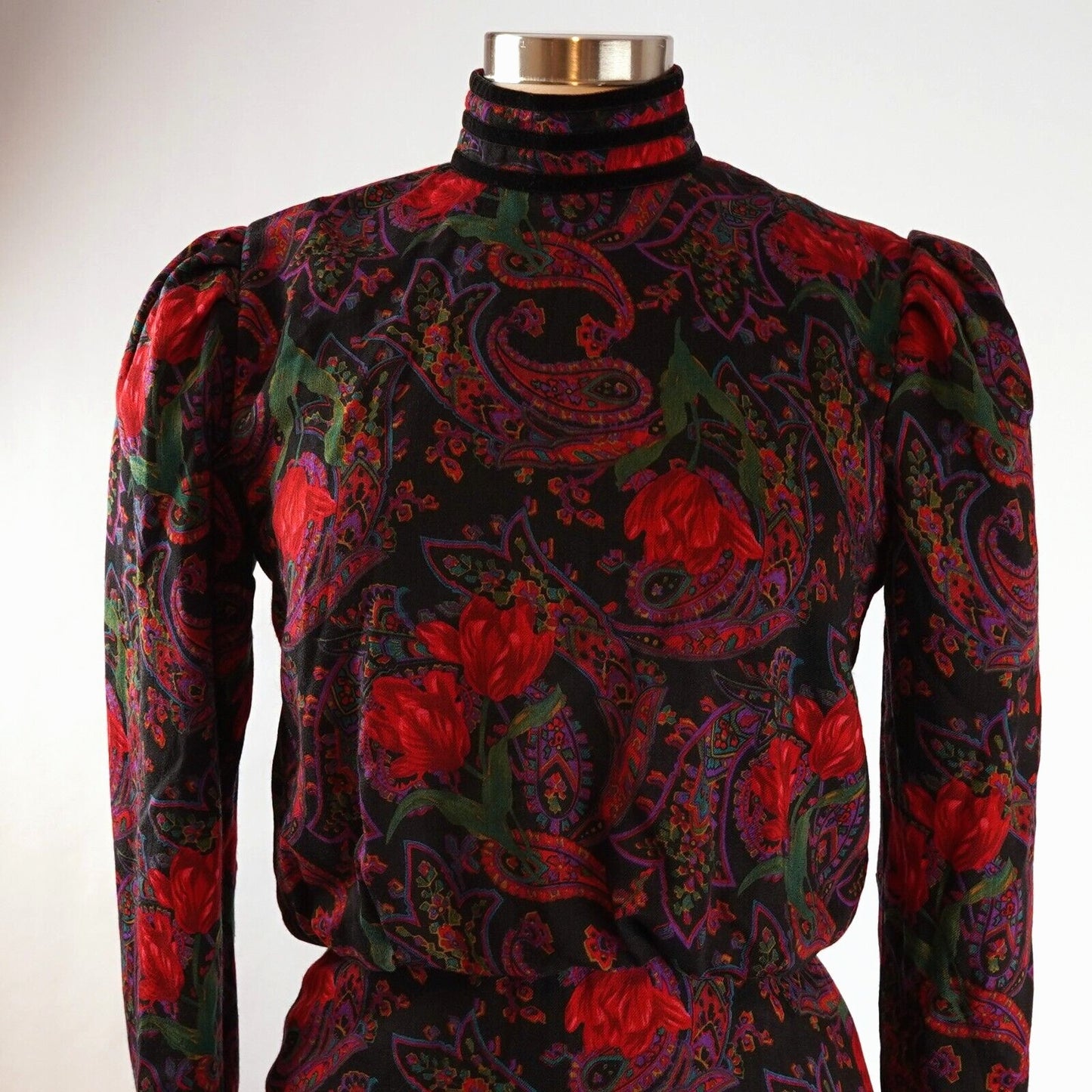 Richard Warren Floral Paisley Wool Dress - 4 - Vintage 80's