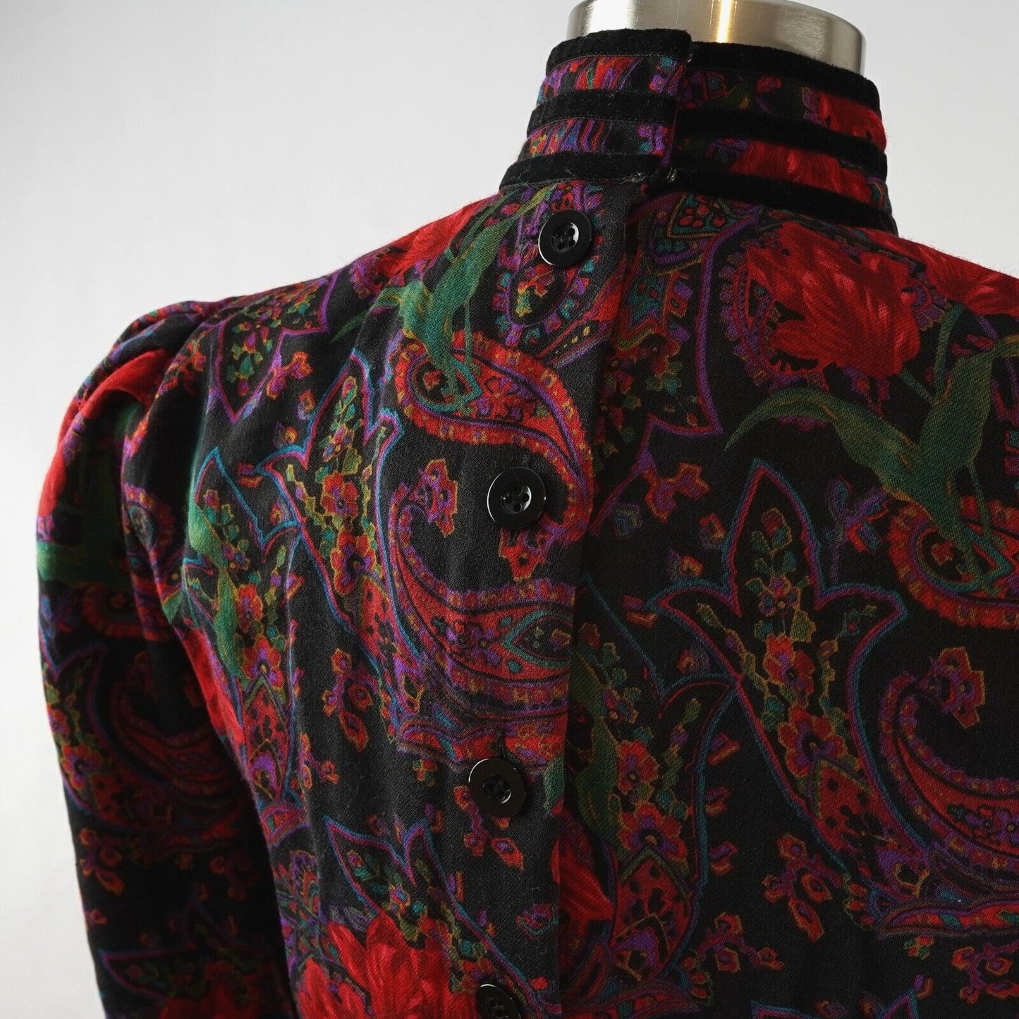 Richard Warren Floral Paisley Wool Dress - 4 - Vintage 80's