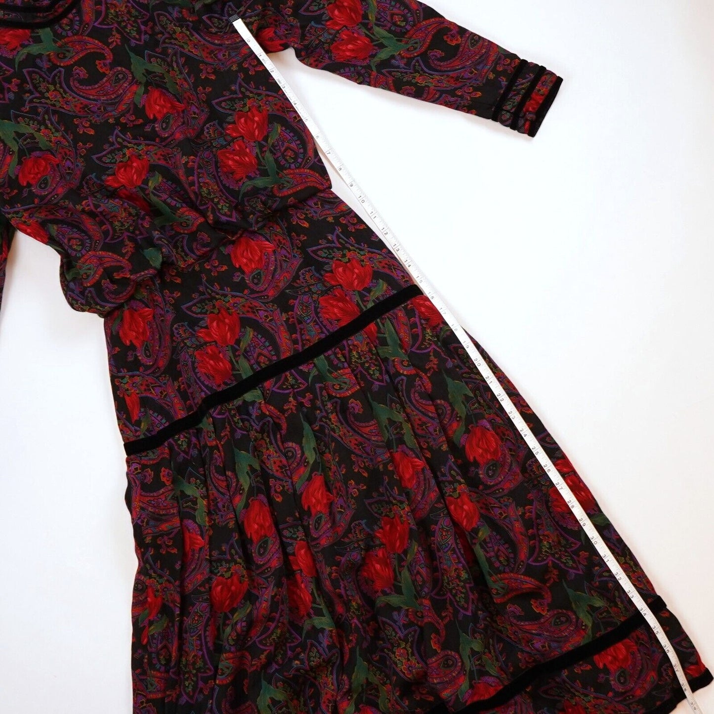Richard Warren Floral Paisley Wool Dress - 4 - Vintage 80's