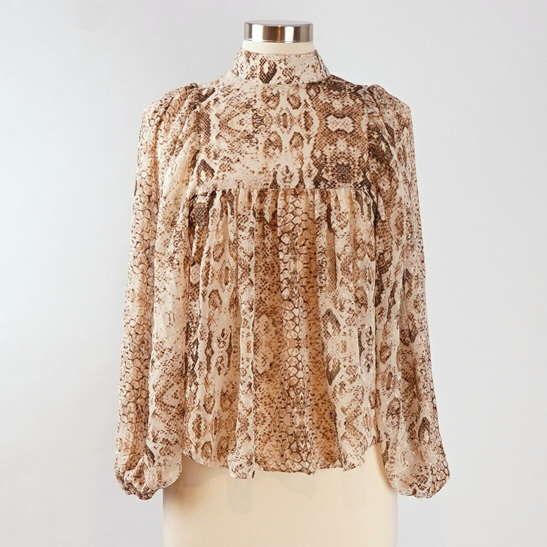 Bardot Snake Print Blouse Brown Cream - XS