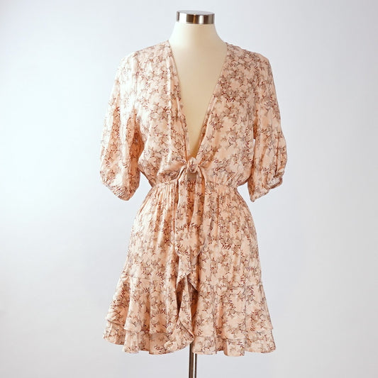 Shore Brand Malta Mini Dress Pastel Pink Floral Ruffle - S