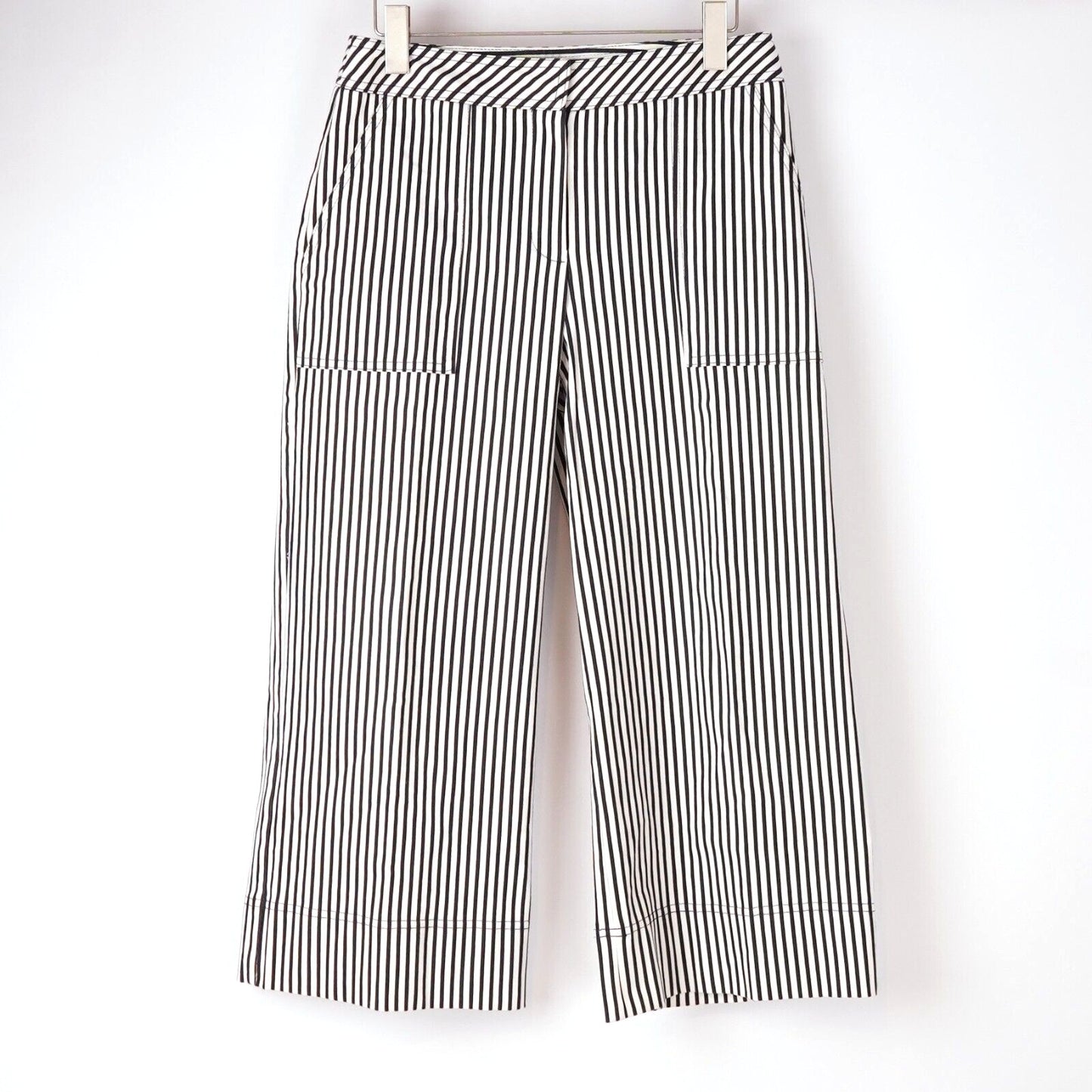 Trina Turk Wide Leg Cropped Pants Navy Nautical Striped - 4