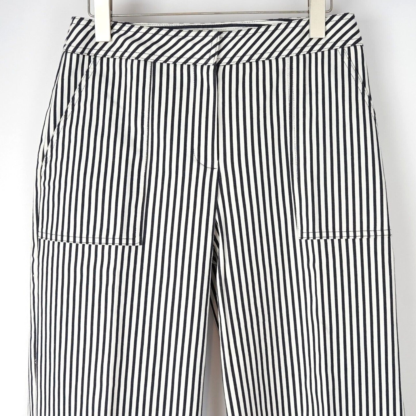 Trina Turk Wide Leg Cropped Pants Navy Nautical Striped - 4