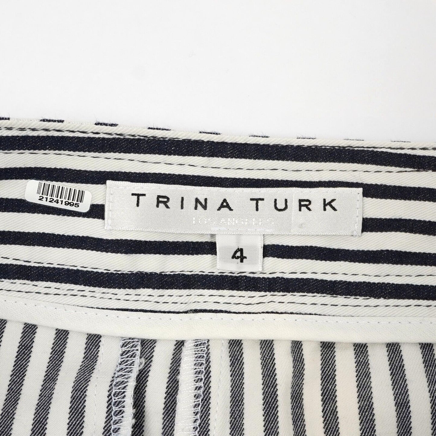 Trina Turk Wide Leg Cropped Pants Navy Nautical Striped - 4