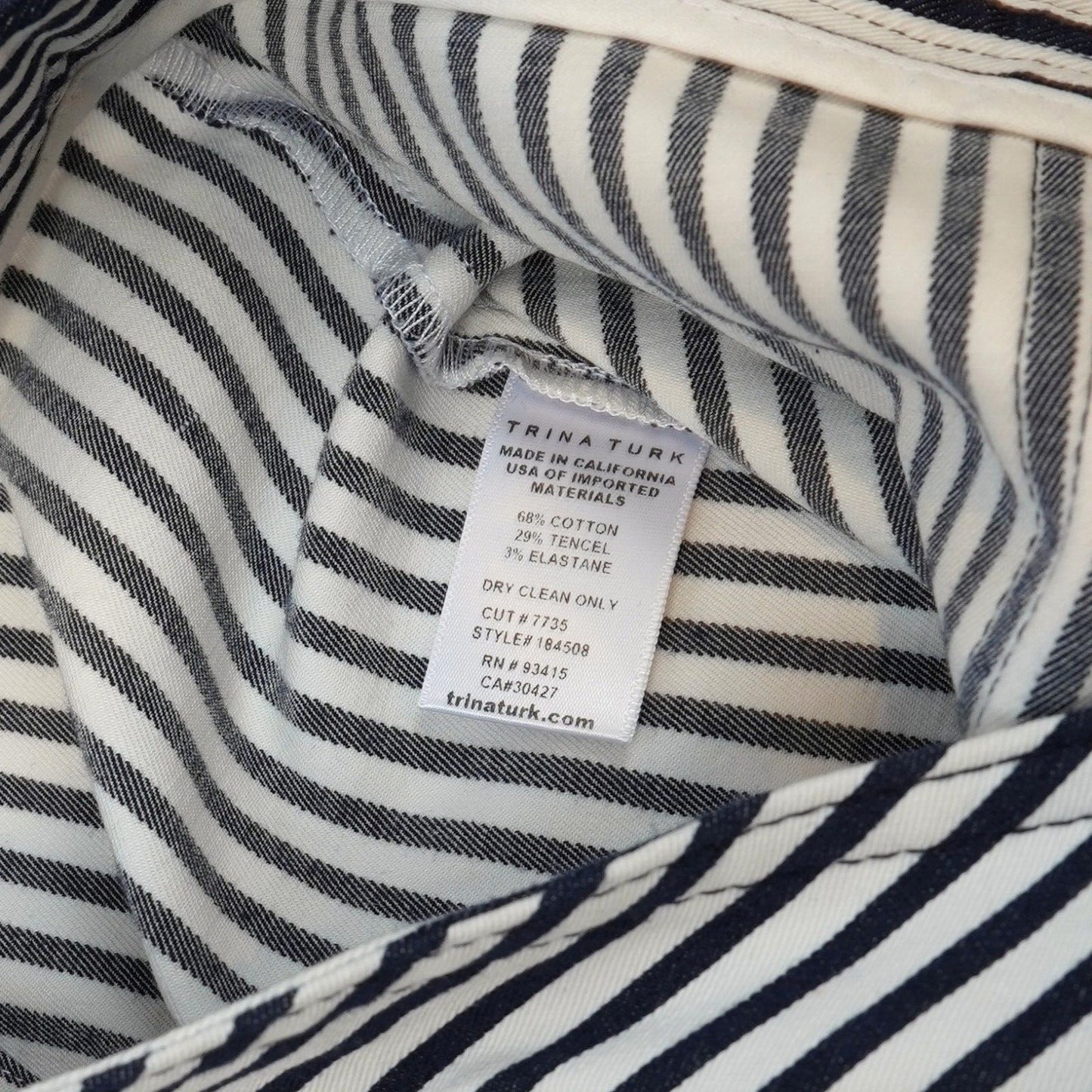 Trina Turk Wide Leg Cropped Pants Navy Nautical Striped - 4