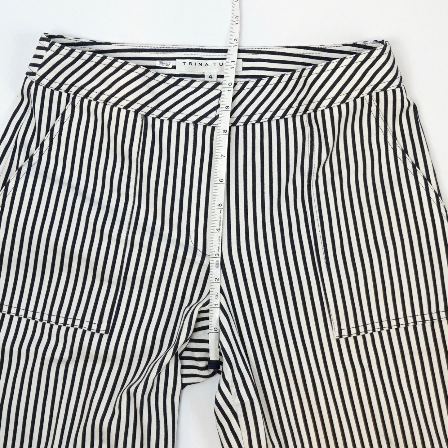 Trina Turk Wide Leg Cropped Pants Navy Nautical Striped - 4